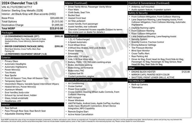 Used 2024 Chevrolet Trax LS w/ LS Convenience Package FWD image 15