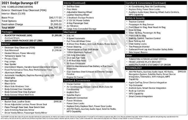Used 2021 Dodge Durango GT w/ Blacktop Package AWD/4WD image 4
