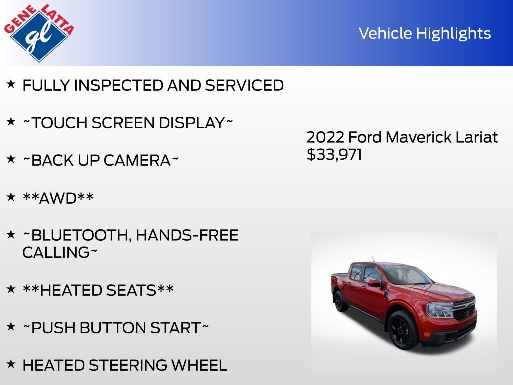 Certified 2022 Ford Maverick Lariat w/ Lariat Luxury Package AWD/4WD image 32