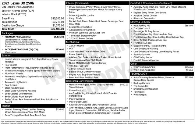 Used 2021 Lexus UX 250h w/ Premium Package image 37