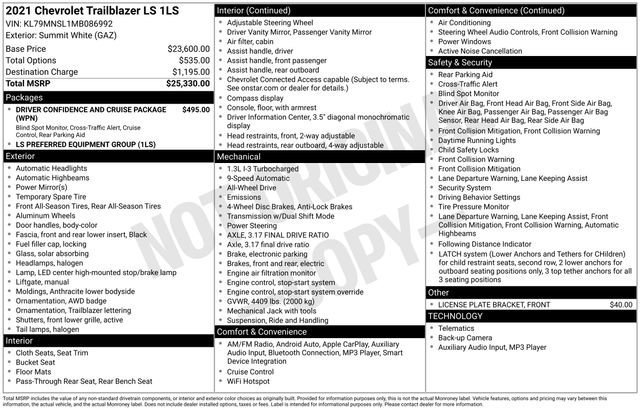 Used 2021 Chevrolet TrailBlazer LS image 3