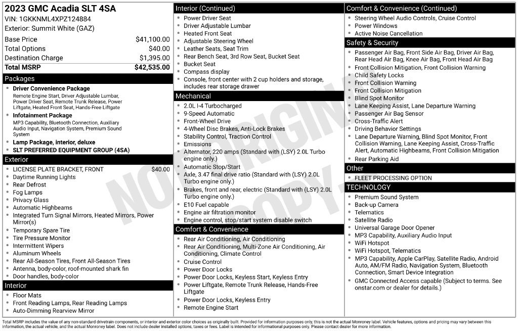 Used 2023 GMC Acadia SLT FWD image 3