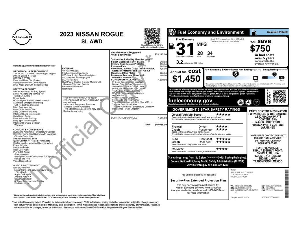 Used 2023 Nissan Rogue SL w/ SL Premium Package AWD/4WD image 38