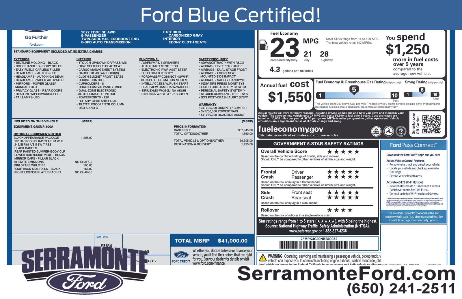 Certified 2022 Ford Edge SE w/ Black Appearance Package AWD/4WD image 15