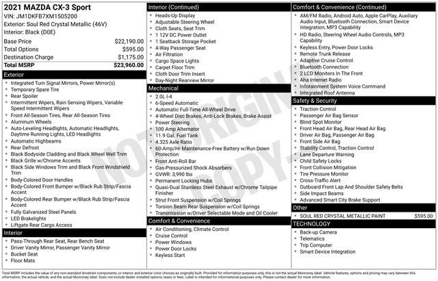 Used 2021 MAZDA CX-3 Sport image 32