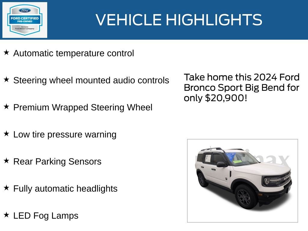 Certified 2024 Ford Bronco Sport Big Bend w/ Convenience Package image 35