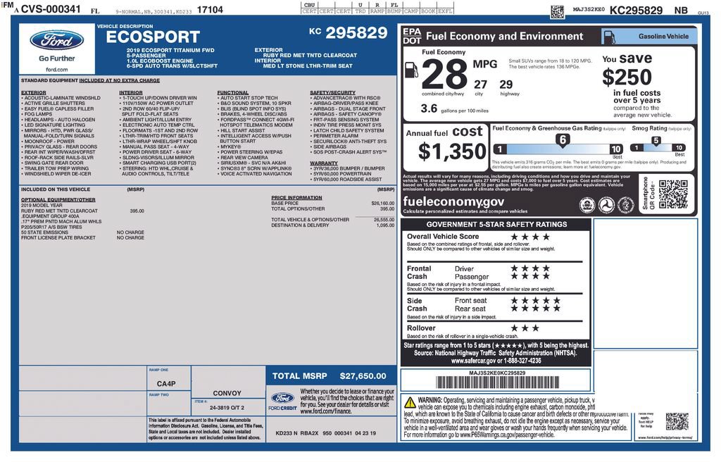 Certified 2019 Ford EcoSport Titanium FWD image 5