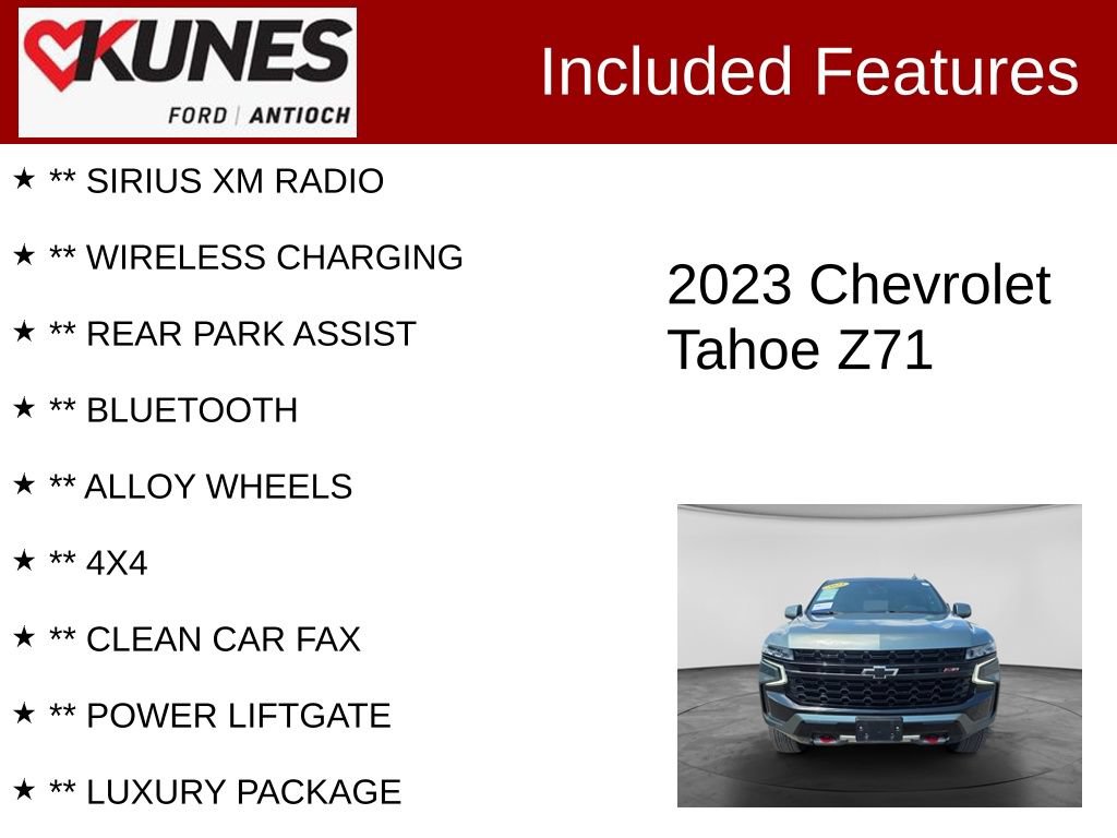 Used 2023 Chevrolet Tahoe Z71 w/ Luxury Package AWD/4WD image 4