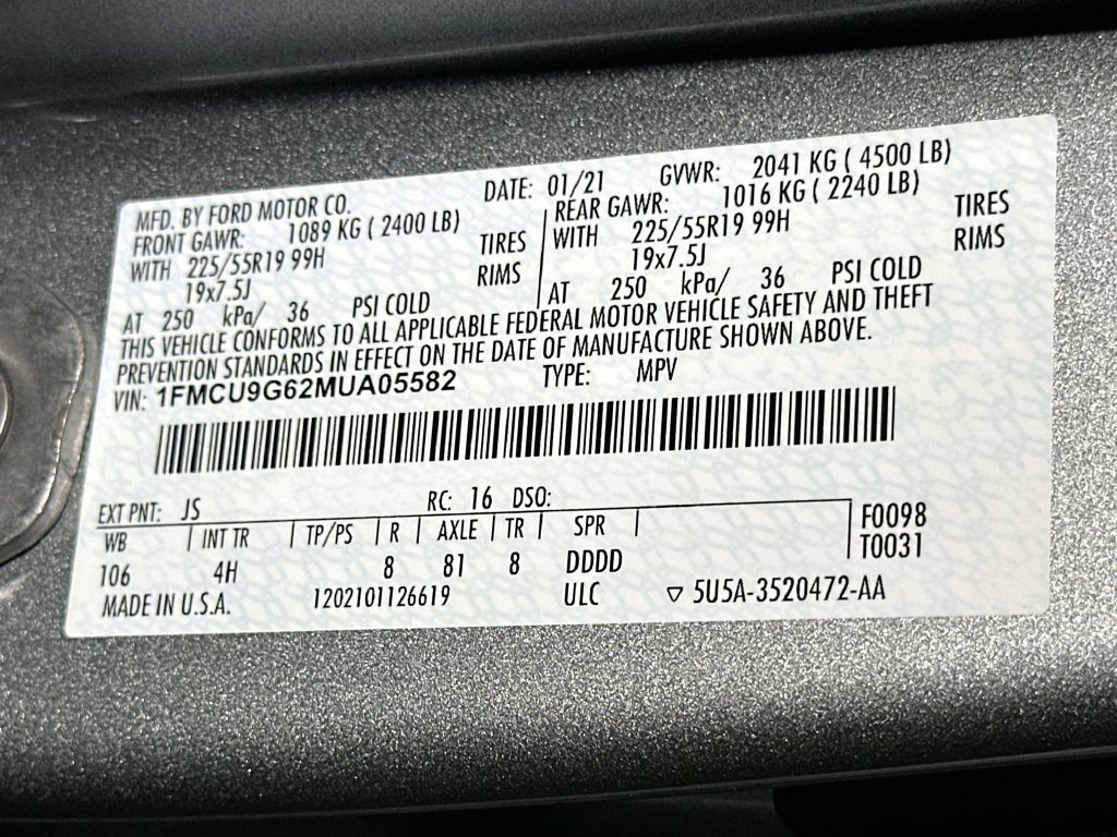 Certified 2021 Ford Escape SE w/ SE Sport Appearance Package AWD/4WD image 21