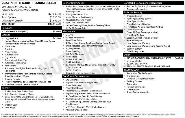 Used 2023 INFINITI QX80 Premium Select w/ Cargo Package image 8