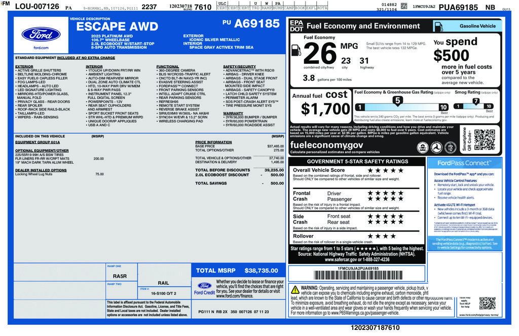 Certified 2023 Ford Escape Platinum AWD/4WD image 34