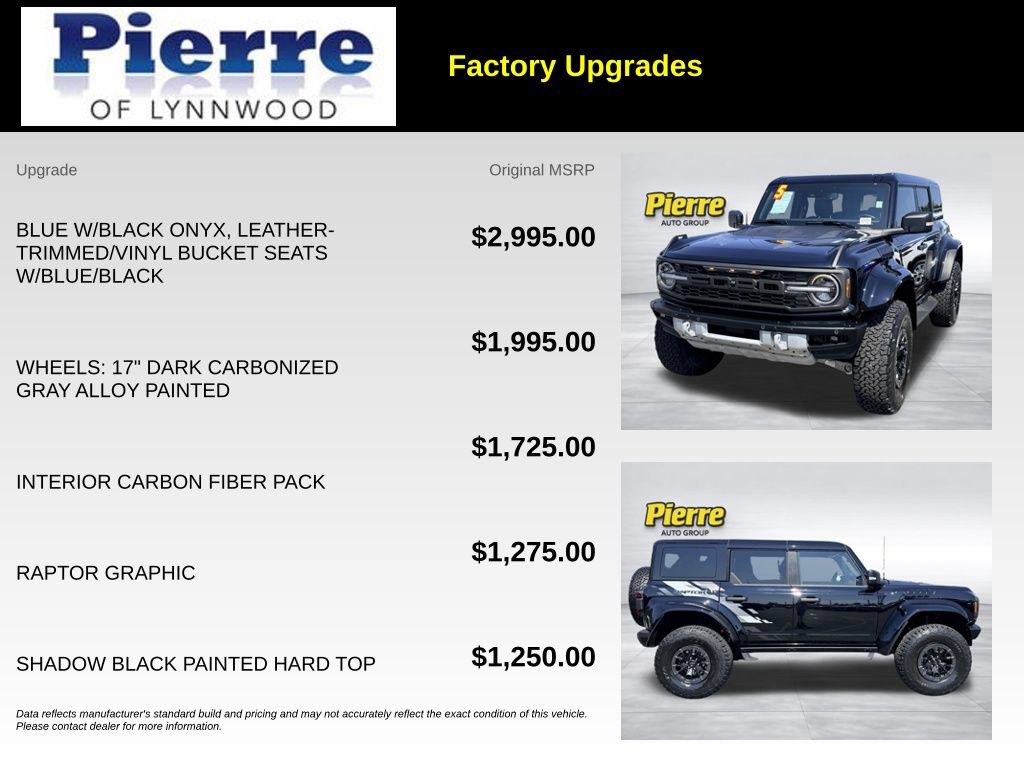 Certified 2025 Ford Bronco Raptor w/ Interior Carbon Fiber Pack AWD/4WD image 13
