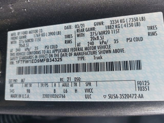 Certified 2021 Ford F150 Platinum w/ Equipment Group 701A High image 34