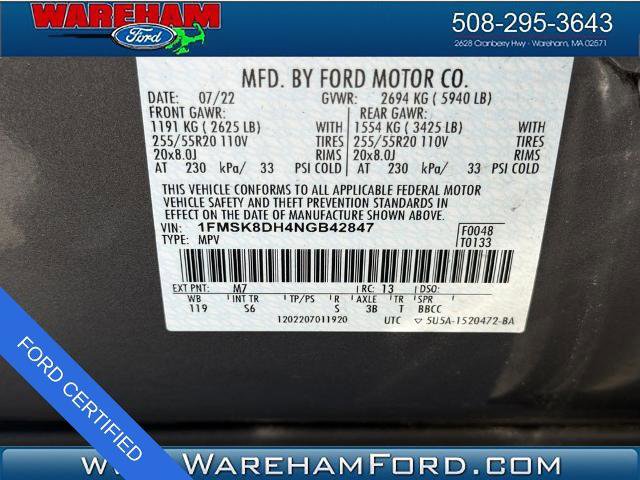 Certified 2022 Ford Explorer XLT w/ Equipment Group 202A AWD/4WD image 8