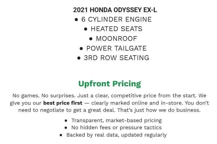Used 2021 Honda Odyssey EX-L image 2