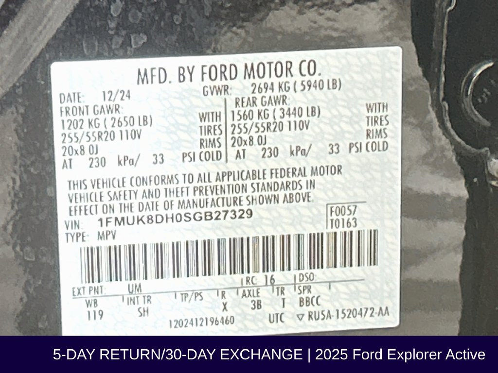 Certified 2025 Ford Explorer Active w/ Active Comfort Package AWD/4WD image 38