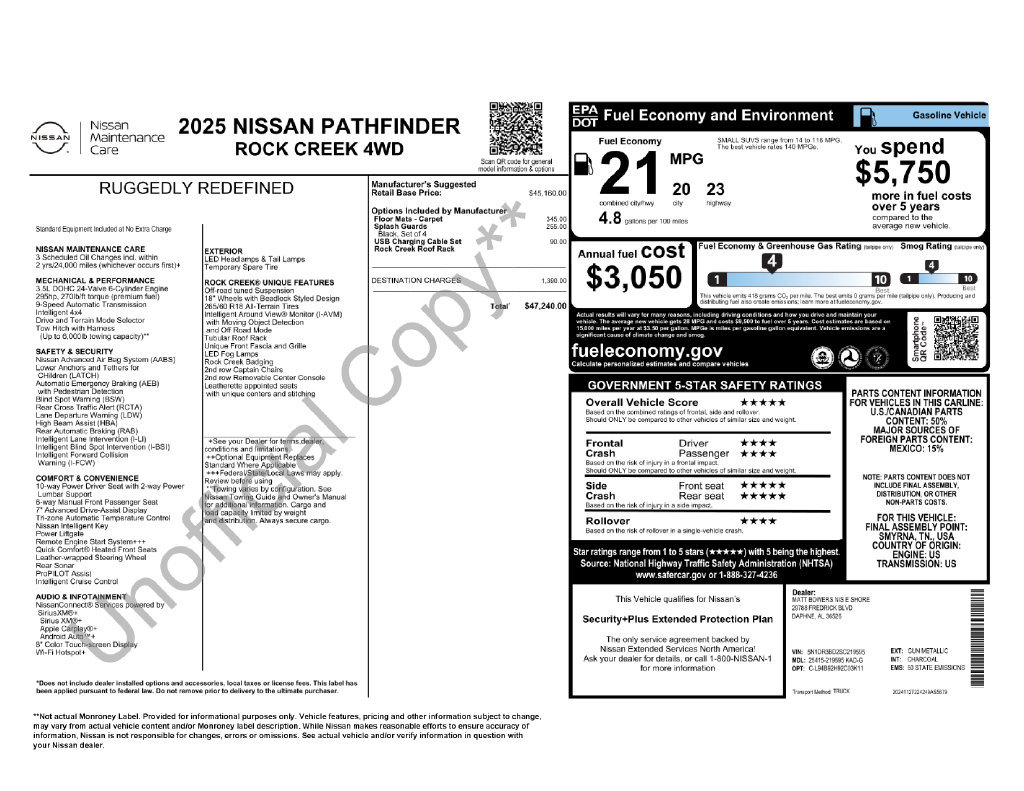 Used 2025 Nissan Pathfinder Rock Creek AWD/4WD image 5