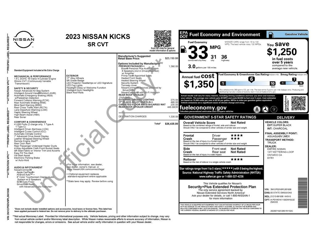 Used 2023 Nissan Kicks SR w/ SR Premium Package FWD image 3