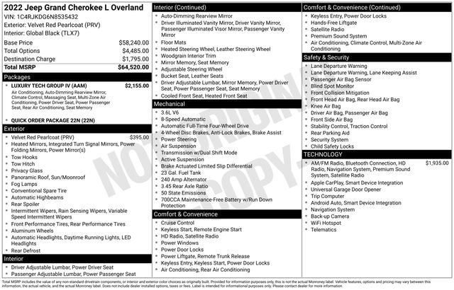 Used 2022 Jeep Grand Cherokee L Overland w/ Luxury Tech Group IV image 40