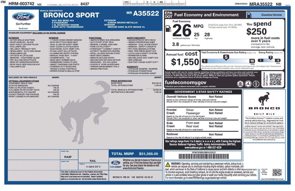 Certified 2021 Ford Bronco Sport Big Bend image 36