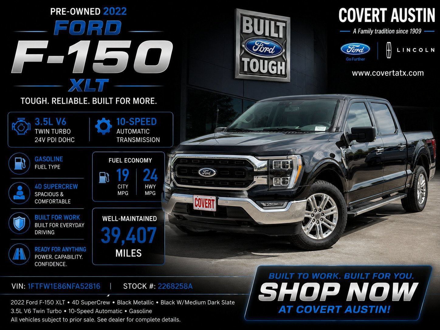 Certified 2022 Ford F150 XLT w/ Equipment Group 301A Mid