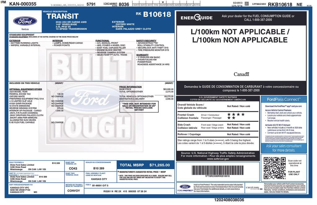 Certified 2024 Ford Transit 250 148 High Roof AWD w/ Interior Upgrade Package image 5