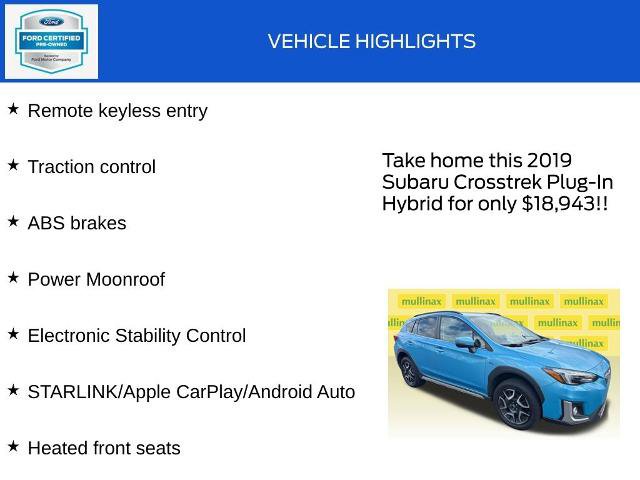 Used 2019 Subaru Crosstrek Hybrid w/ Moonroof Package w/Navigation AWD/4WD image 19