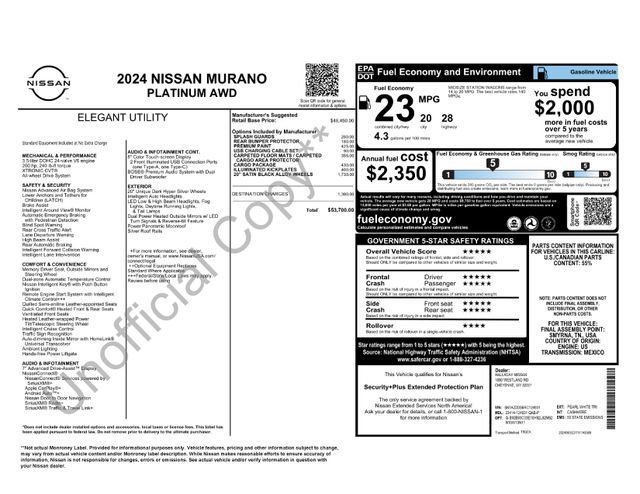 Used 2024 Nissan Murano Platinum w/ Cargo Package AWD/4WD image 5