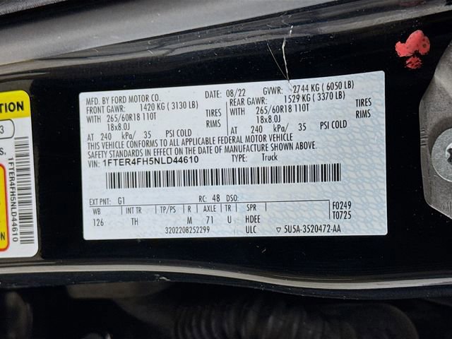 Certified 2022 Ford Ranger XLT w/ Equipment Group 302A High image 30