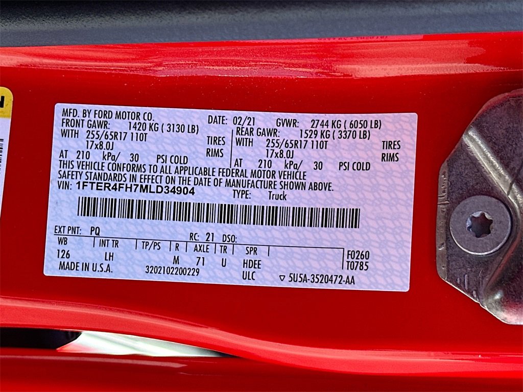 Certified 2021 Ford Ranger XLT w/ Equipment Group 301A Mid image 26