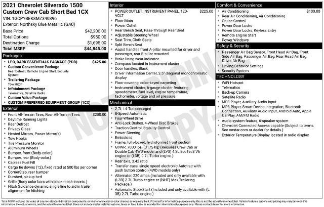 Used 2021 Chevrolet Silverado 1500 Custom w/ LPO, Dark Essentials Package AWD/4WD image 5