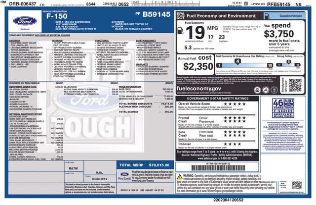 Certified 2023 Ford F150 Platinum w/ Equipment Group 701A High AWD/4WD image 44