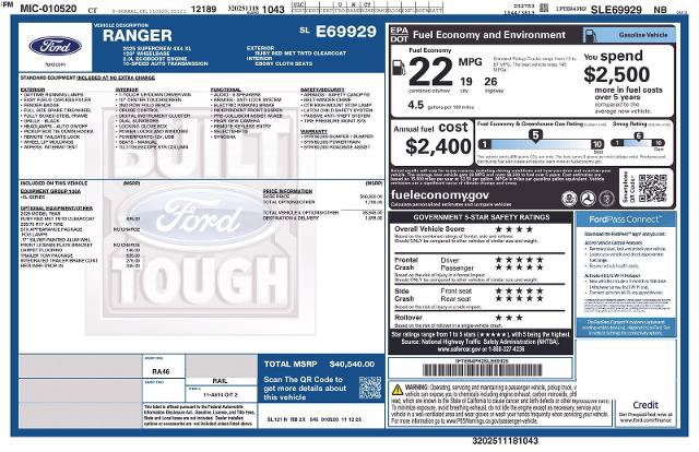 Certified 2025 Ford Ranger XL w/ Trailer Tow Package AWD/4WD image 39