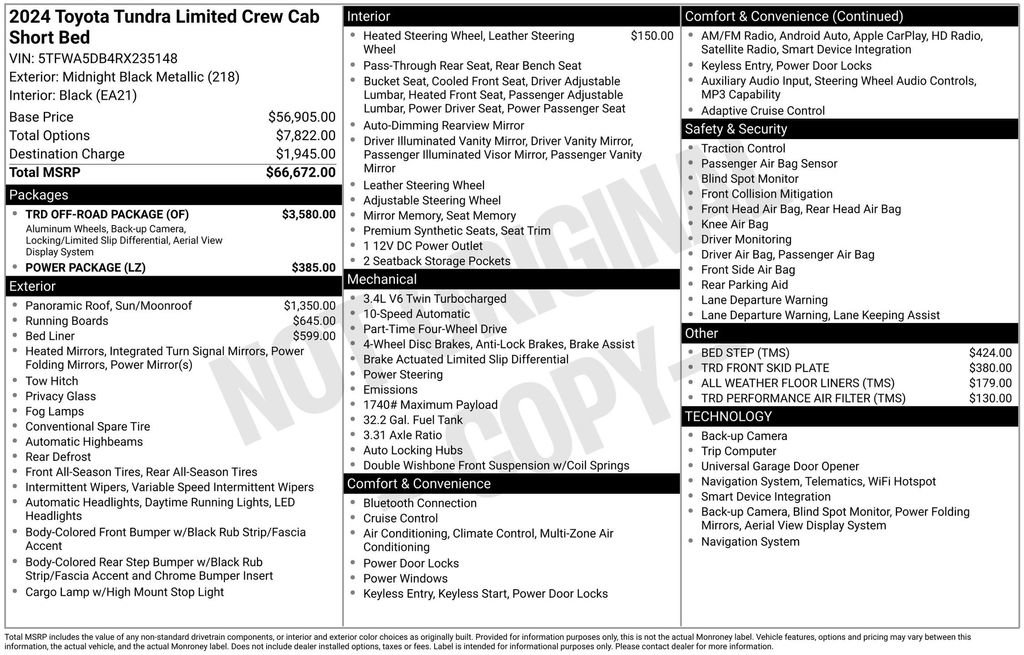Used 2024 Toyota Tundra Limited w/ TRD Off-Road Package AWD/4WD image 6