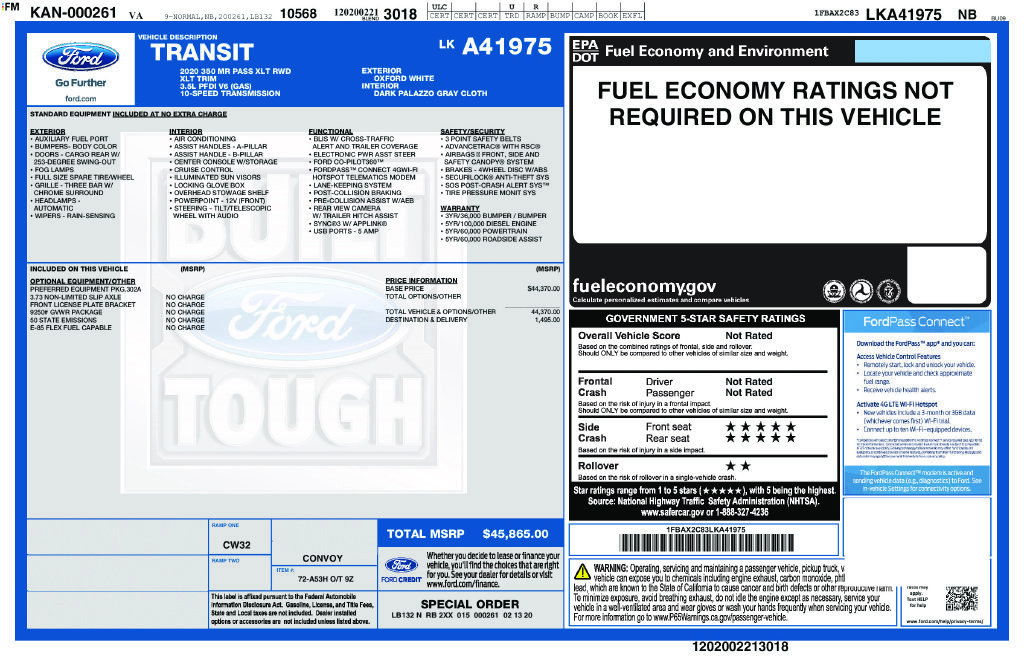Certified 2020 Ford Transit 350 XLT