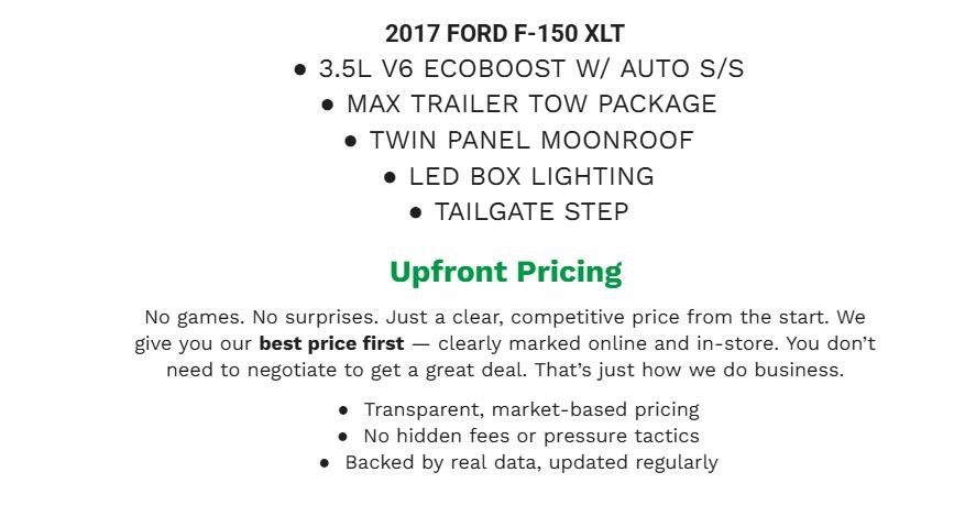 Certified 2017 Ford F150 XLT w/ Equipment Group 302A Luxury