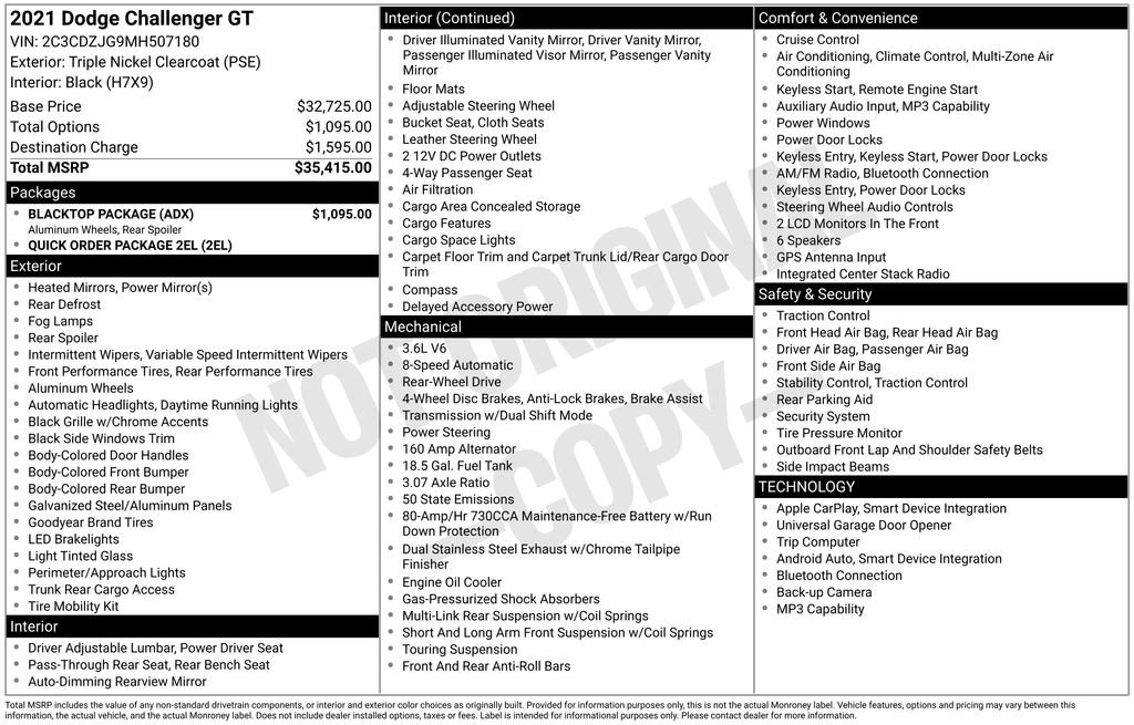 Used 2021 Dodge Challenger GT w/ Blacktop Package RWD image 5
