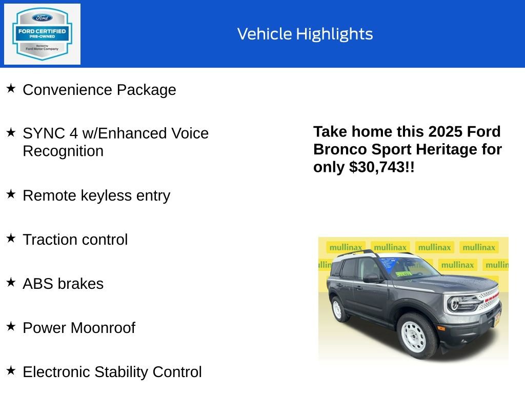 Certified 2025 Ford Bronco Sport Heritage w/ Convenience Package image 10