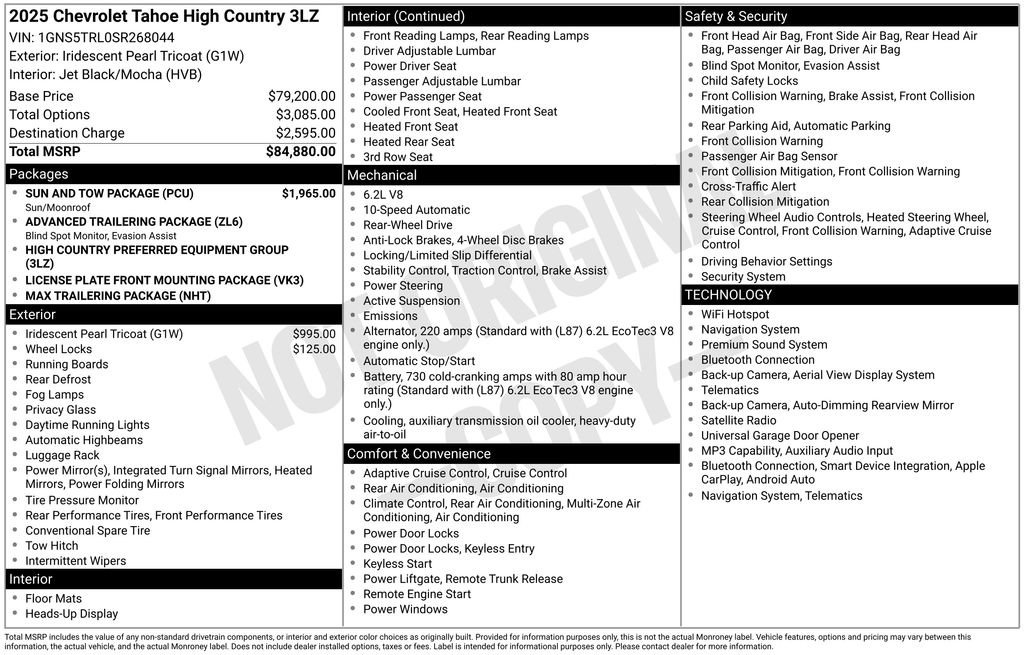 Used 2025 Chevrolet Tahoe High Country w/ Sun And Tow Package RWD image 31