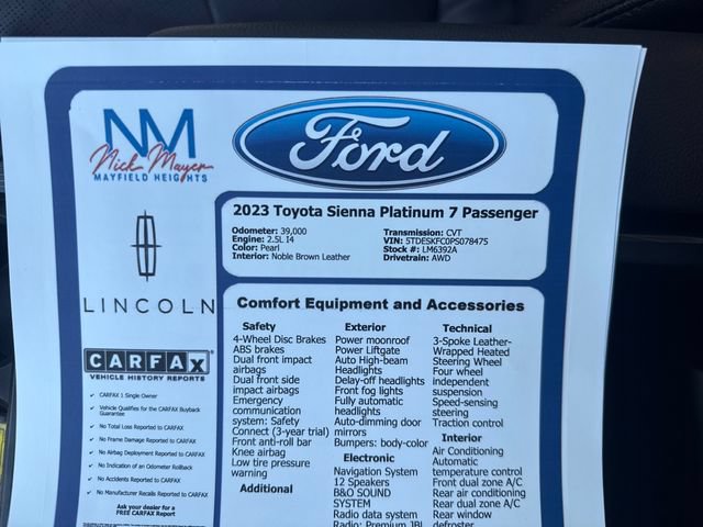 Used 2023 Toyota Sienna Platinum AWD/4WD image 38