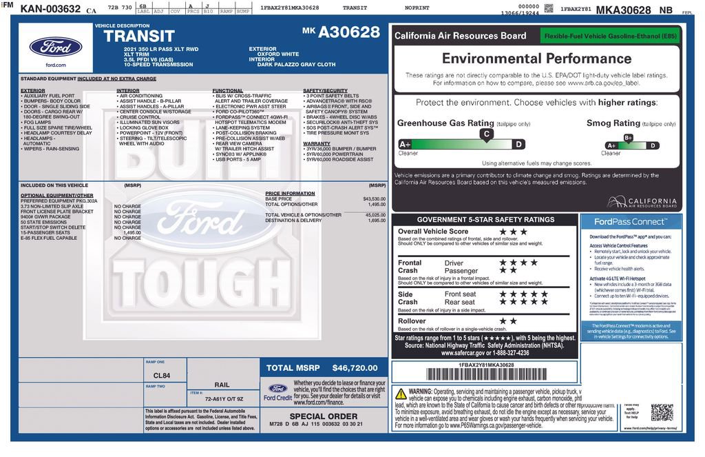 Certified 2021 Ford Transit 350 XLT RWD image 9