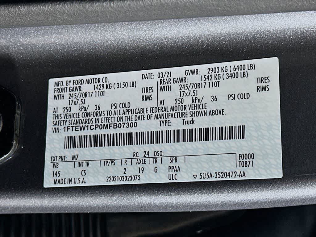 Certified 2021 Ford F150 XL w/ Equipment Group 101A High RWD image 22
