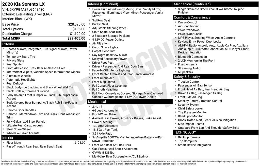 Used 2020 Kia Sorento LX image 33