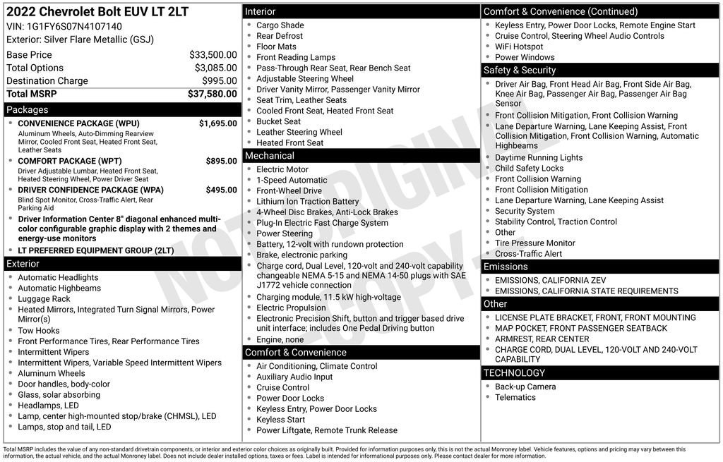 Used 2022 Chevrolet Bolt EUV LT w/ Convenience Package image 31