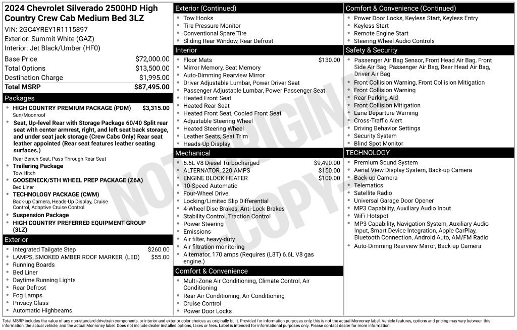 Used 2024 Chevrolet Silverado 2500 High Country w/ High Country Premium Package AWD/4WD image 49