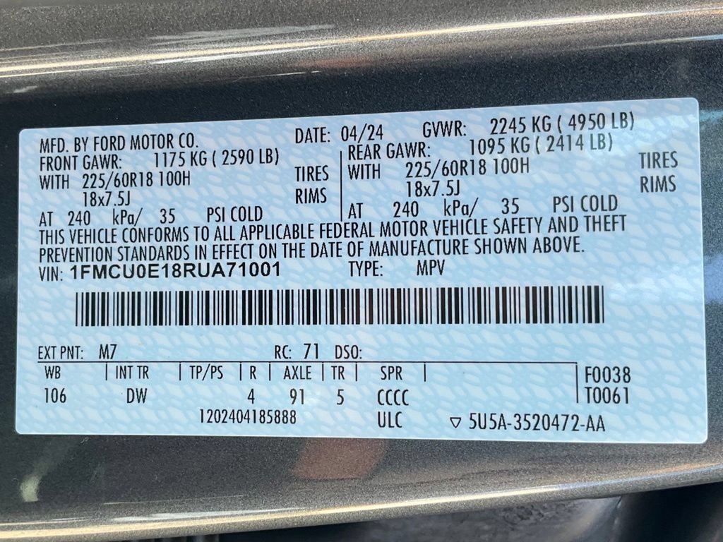 Certified 2024 Ford Escape SE w/ PHEV Premium Package FWD image 49