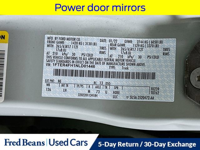 Certified 2022 Ford Ranger XLT w/ Equipment Group 301A Mid image 34