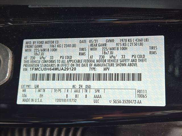 Certified 2021 Ford Escape SEL FWD image 16