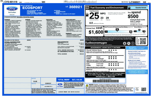 Certified 2020 Ford EcoSport SE w/ SE Convenience Package AWD/4WD image 34