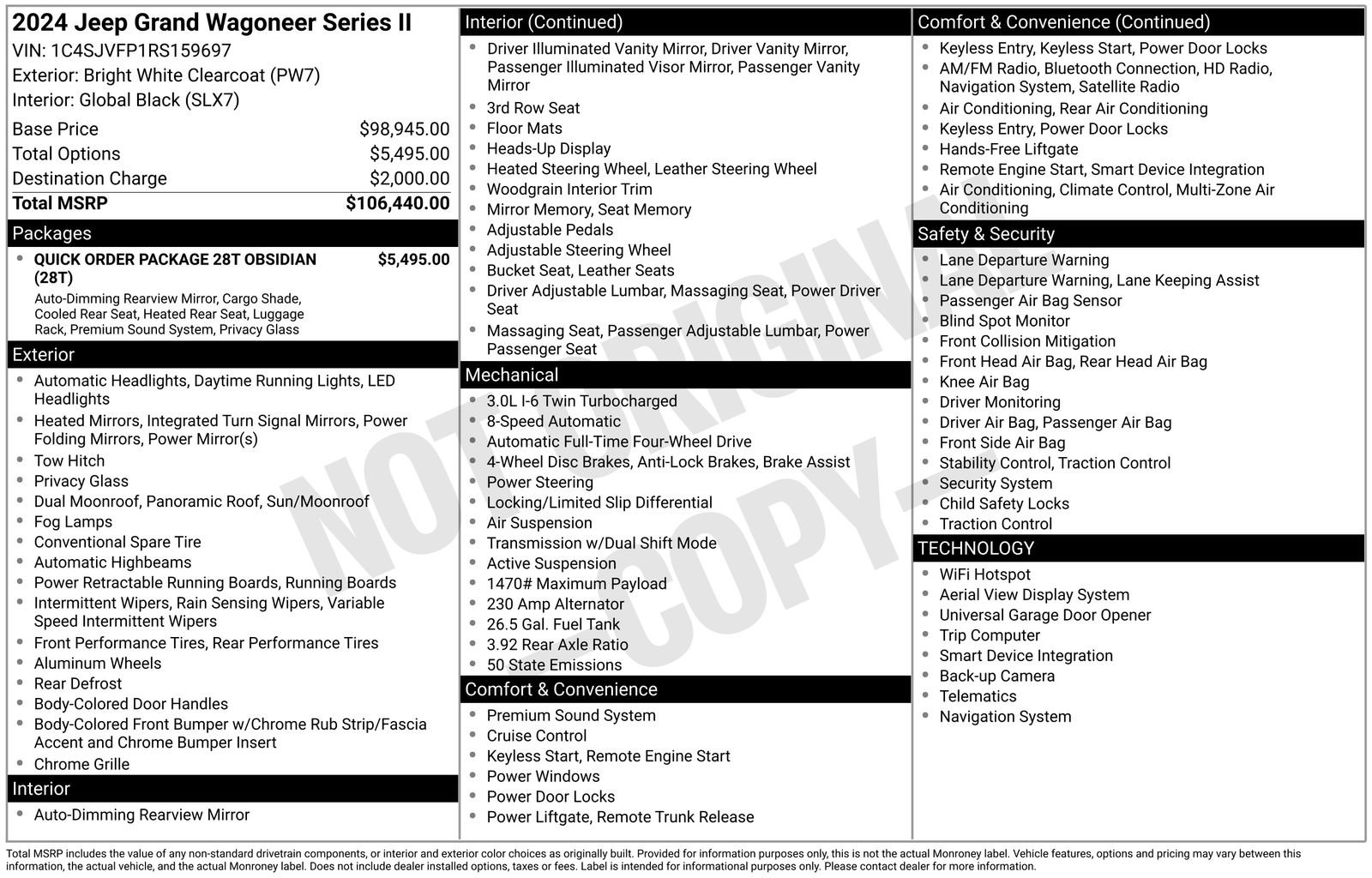 Used 2024 Jeep Grand Wagoneer Series II w/ Quick Order Packagew 28T image 4